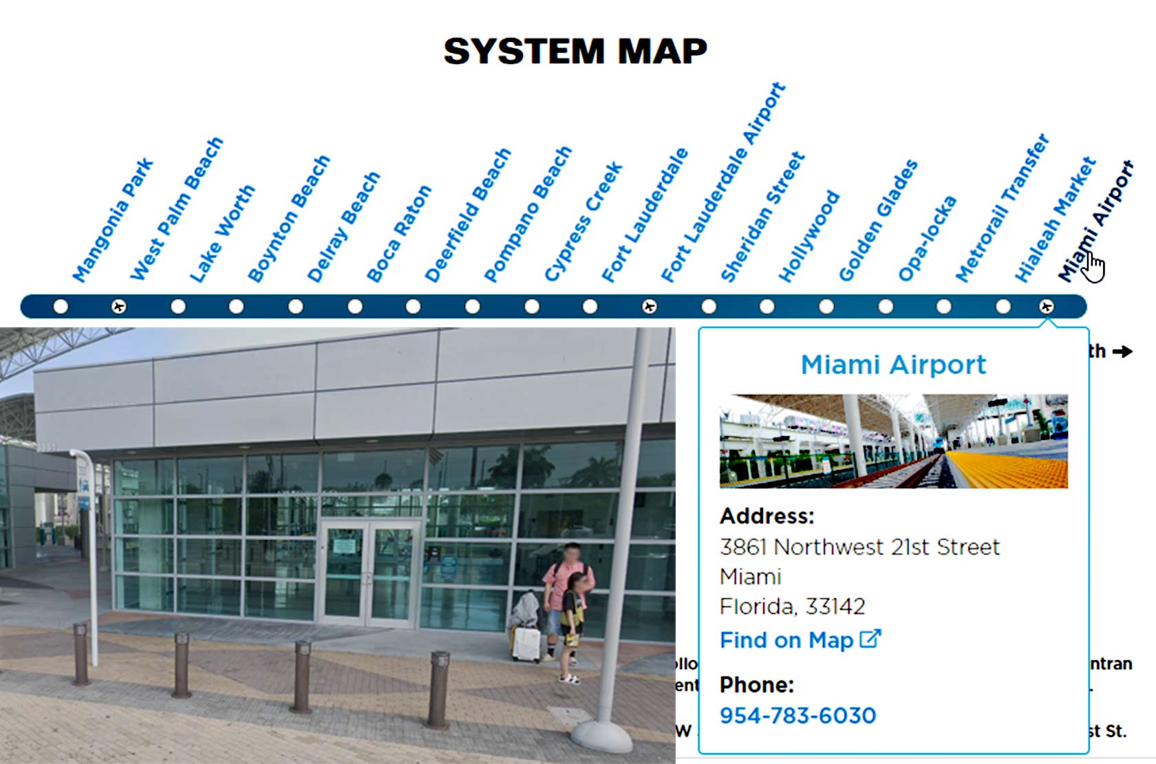 Tri Rail Miami airport map