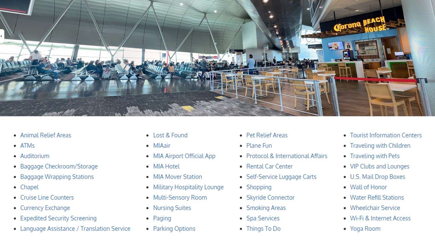 Facilities and Services Miami airport