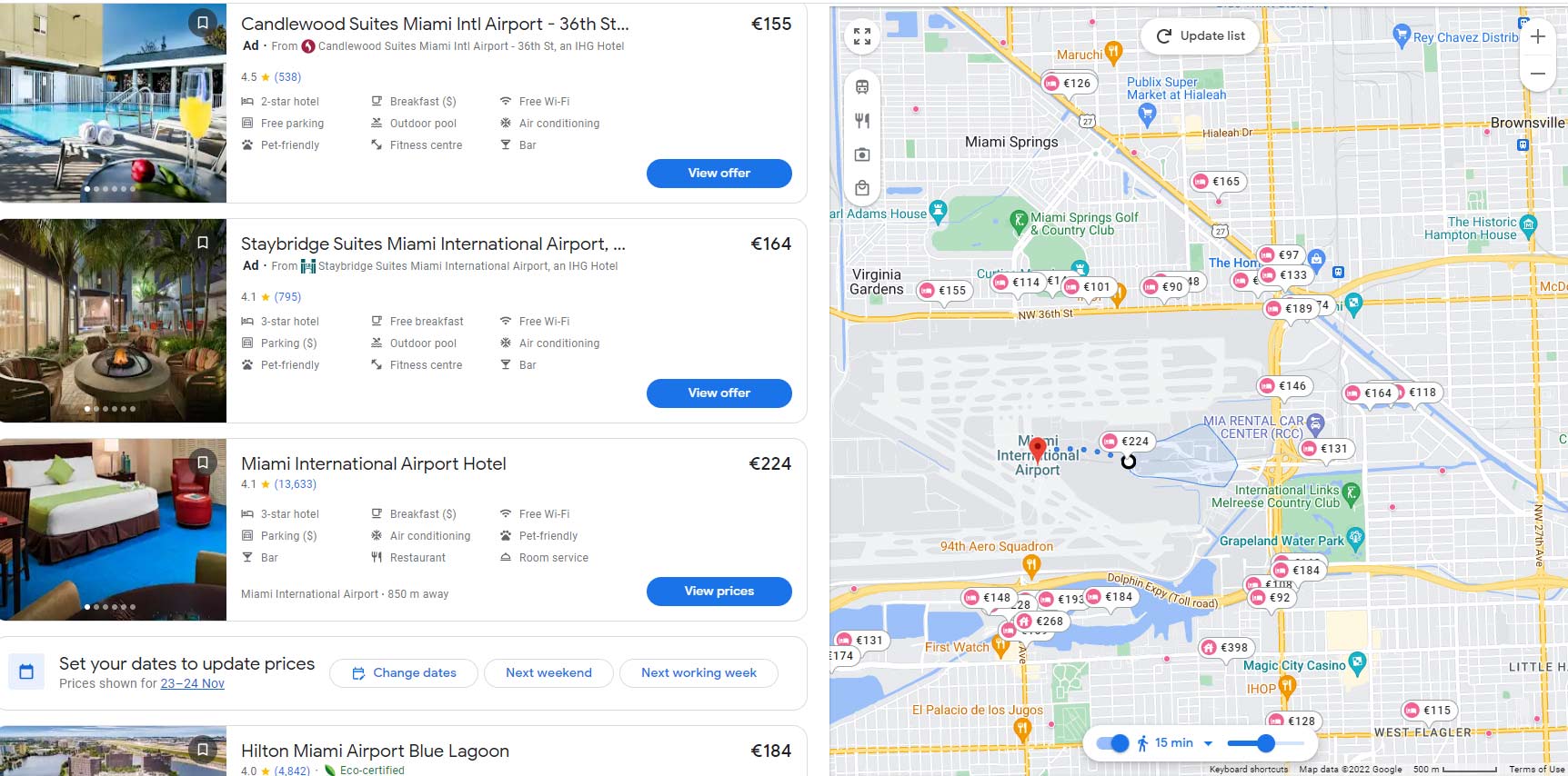 hotels miami airport map