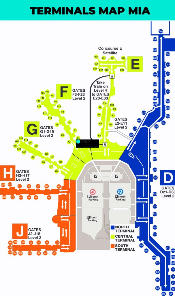 Terminal map airport Miami international airport | Gate Mia